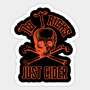 Halloween No Tricks, Just Cider Skull and Crossbones Sticker